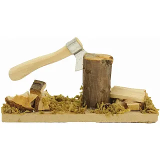 Hackstock mit Axt aus Holz 8 cm Zubehör für Krippenfiguren Z282-3 Weihnachtsdeko