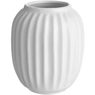 BUTLERS Blumenvase LIV weiße Keramik bauchige Vase Ø10cm 12,5cm hoch | Vintage Deko-Vase für Pampasgras und Trockenblumen | Vase für Tischdeko oder als Buchvase