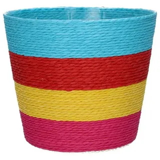 INNA-Glas Übertopf Deko Korb NERIONKO MULTI, türkis-rot-gelb-pink, 13cm, Ø15,5cm bunt