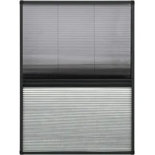 Tidyard Insektenschutz Plissee für Fenster Fliegengitter Dachfenster Mückenschutz Sonnenschutz Sichtschutz Aluminium mit Jalousie Anthrazit Schwarz 80 x 120 cm