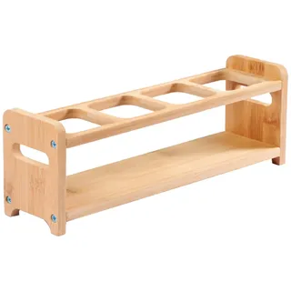 Tomotato Gewürzregal Organizer, 4 Löcher Holzölflaschen Aufbewahrungsständer für Küchenschrank Arbeitsplatte Schrank, Gewürzregal Organizer für Flaschen, Gläser, Dosen(Quadratische Schlitze)