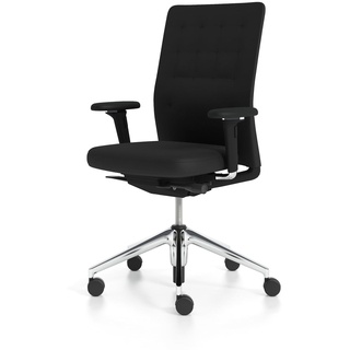 Vitra - ID Stuhl Trim, Plano nero / Aluminium poliert (3D Armlehnen)