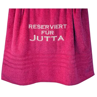 Lashuma London Besticktes Duschtuch 70x140 mit Reserviert für Name, personalisiert Rot - Rhabarber