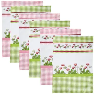 Erwin Müller Geschirrtuch Geschirrtuch 6er-Pack, Baumwolle Karo rosa