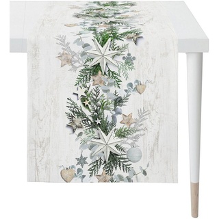 APELT Tischläufer 6203 WINTERWELT, Weihnachtsdeko, Weihnachten (1-tlg), Digitaldruck grün|weiß