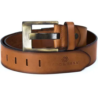 Cipo & Baxx Ledergürtel Herren Gürtel BA-C-2163 (1-St) Casual Style mit Markenschriftzug braun 85cm