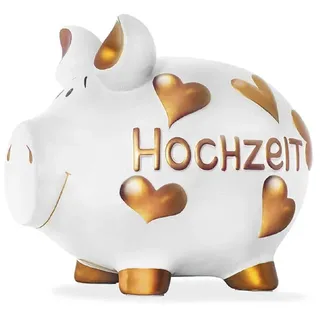 Wurm Spardose Sparschwein 'Hochzeit' weiß gold (B/H/T) 30x25x25cm groß
