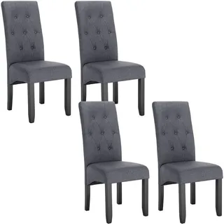 Woltu Esszimmerstuhl (Set, 4 St), Küchenstuhl mit Massivholz Beine grau
