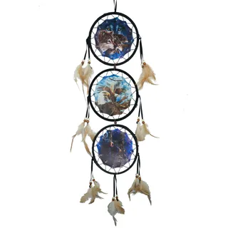 Remorelt Wolf Traumfänger Schlafzimmer Wanddekoration Weihnachten Home Decoration Raumzubehör Feder Dekoration - Einzigartiger Home Craft Wall Pendant (DC02 6Inch Mix)