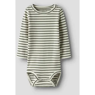 NAME IT "NBNBANI LS BODY NOOS", Mädchen, Gr. 86, N-Gr, grün (dusty olive), Jersey, Obermaterial: 57% Baumwolle, 38% Modal, 5% Elasthan, geringelt, gestreift, regular fit, Rundhals, Bodys