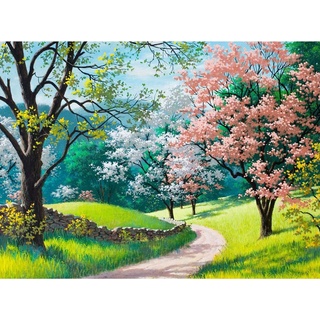 DAERLE Diamond Painting Erwachsene Landschaft, 5D Diamant Painting Bilder Blumen und Bäume, DIY Diamond Painting Bilder Diamant Malerei Set für Wanddekoration 40x30cm