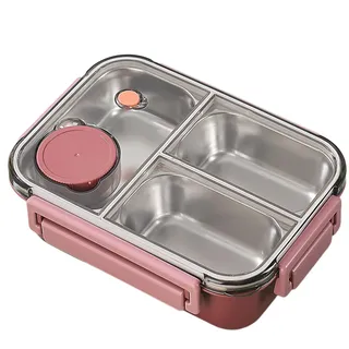 Generisch Edelstahl Brotdose | Metall Lunchboxes | Großem Fassungsvermögen Thermo Brotdose mit 3 Fächern | Auslaufsichere Isolierte B-entos Box Lebensmittelbehälter für Erwachsene & Kinder