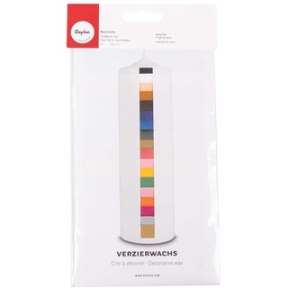 Rayher 3102600 Verzierwachs, Set 18 Verzierwachsplatten, Farben sortiert, je 10 x 5 cm, Wachs zum Kerzen verzieren, Kerzenwachs, Wachsfolie, Bunt