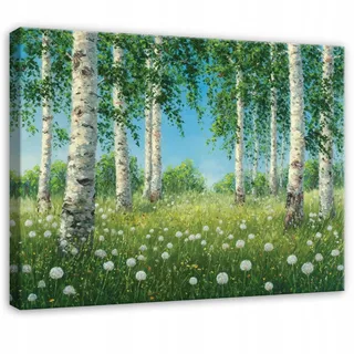 Leinwandbild Birkenwald, Bäume Und Natur, Wanddeko Für Schlafzimmer, Wohnzimmer Und Küche, Hochauflösender Druck, 120 X 80 Cm