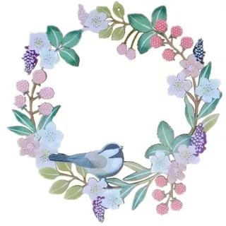 Super Idee Türkranz Metallring Frühling Sommer Türdeko Türschmuck Fensterdeko Zeitloser Metallkranz mit feinen Metallblumen Vögeln Blätter für Drinnen und Draußen Garten Wanddeko (warme Farben)