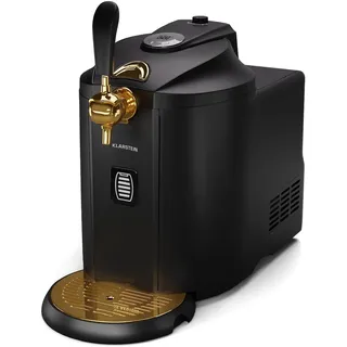 Klarstein Beerkules Bierzapfanlage 5l Fässer Kompressor 120W Cooling: 4h Schwarz/Antik-Gold-Metallic