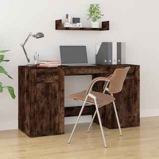 Schreibtisch mit Stauraum Räuchereiche Holzwerkstoff