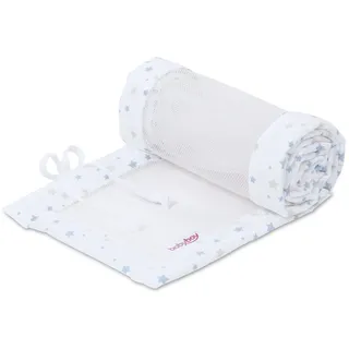 babybay Nestchen Mesh-Piqué / Bettumrandung für Beistellbett / Stoßschutz für Baby Bett, passend für Modell Original, weiß Sternemix sand/azurblau