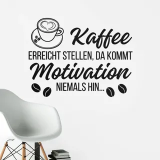 Klebekönig Wandtattoo - Kaffee Motivation - schöner Zitat Spruch Wandaufkleber Sprüche Wandsticker Caffee Bohne Wanddeko Wohnzimmer Flur Esszimmer in vielen Farben