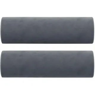 vidaXL Zierkissen 2 Stk. Dunkelgrau Ø15x50 cm Samt