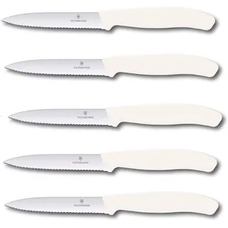 Victorinox Swiss Classic Gemüsemesser Set 10 cm 5-tlg. Weiß Wellenschliff