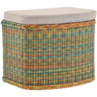 Krines Home Wäschetruhe Wäschekorb bauchig Sitz Truhe Sitzbank mit Deckel Sitzhocker Polster (Wäschebox mit Inlett), Sitzbank mit Stauraum bunt