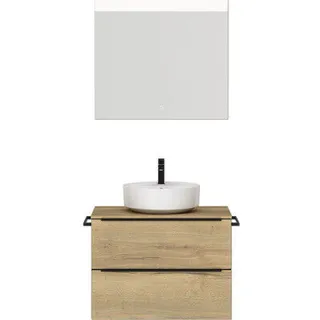Badmöbel-Set NOBILIA Programm 3 BxHxT 81 x 169,1 x 48,7 cm Frontfarbe eiche natu
