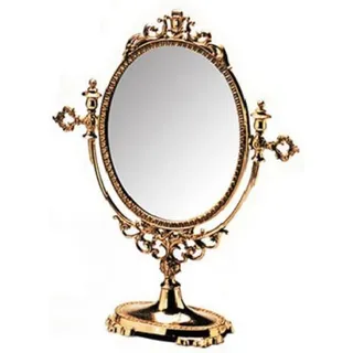 Casa Padrino Luxus Barock Messing Schminkspiegel Gold 20 x H. 40 cm - Tischspiegel - Kosmetikspiegel - Barock Deko Accessoires