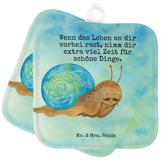 Mr. & Mrs. Panda Topflappen Schnecke Sir Design, Topflappen, Weiß, Topflappen Set, Weisheit, Lust, (Packung), Lebenseinstellung Doppel Topflappen Lustige Sprüche weiß
