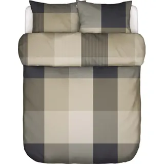 Erliv Bettwäsche 260 x 220 cm beige-schwarz mit 2 Kissenbezügen 60 x 70 cm Klappenende
