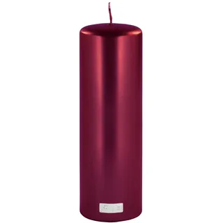 Fink Candle, metallic Stumpenkerze, Paraffin, dunkelrot, L. 8 cm, B. 8 cm, H. 25 cm, D. 8 cm