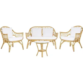 Beliani Sibari Loungeset 4-Sitzer Beige/Braun/Weiß