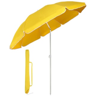 Sekey Sonnenschirm Ø 160 cm Balkonschirm Rund Strandschirm Sonnenschirm mit Schutzhülle, LxB: 160,00x160,00 cm, Neigungswinkel verstellbar, Höhe verstellbar, mit Tragetasche gelb
