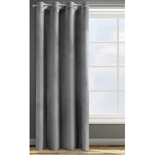 Eurofirany Design91 Samtvorhang Ösen Ösenschal Blickdichte Vorhänge Samt Velours 140x250 Samtvorhänge ROSA (Stahl)