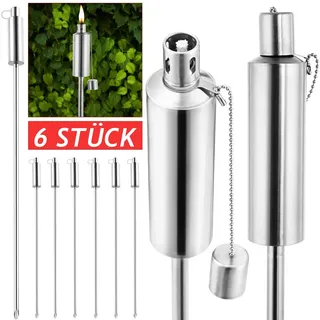 Gardebruk Gartenfackel Edelstahl 115 cm 6er Set silber
