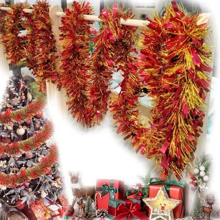 Weihnachten Lametta Girlande,4 Stück x 2 m Weihnachtsbaum Dekoration Girlande,Gl