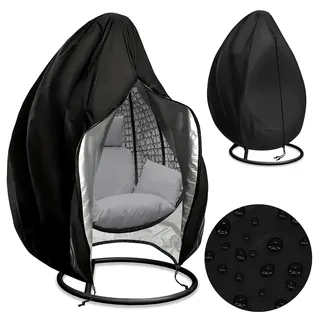 Domarex Hängesessel Schutzhülle COLIN 190x110cm schwarz - wasserfeste Schutzhülle für Gartenschaukel - Abdeckhaube - Abdeckung für Hägesessel
