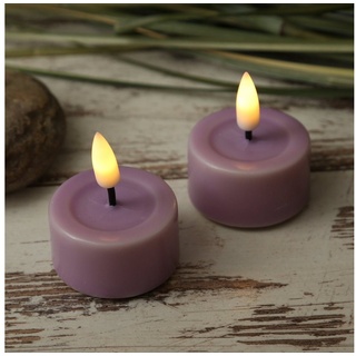 Deluxe Homeart LED-Kerze LED Teelichter Mia flackernd inkl. Batterien D: 4,1cm lavendel 2 Stück (2-tlg) lila
