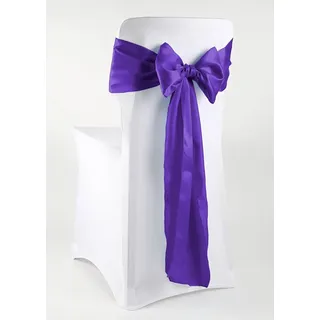 event-kauf Satin Stuhlschleifen/Tischläufer Satinschleifen Stuhlhussen-Schleife glänzend (Freie Farbwahl) ... (Lila, 1)