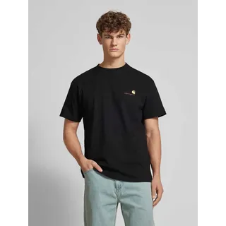 T-Shirt mit Label-Stitching, Black, S