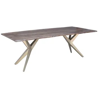 Massivmoebel24 Baumtisch 220 x 76 x 100 cm grau/silber
