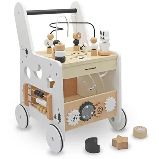 Mamabrum Lauflernwagen multifunktionaler Holz-Lauflernwagen mit Aktivitätsspielzeug - 6 in 1 schwarz