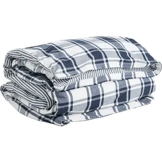 GANT Flannel Check Bettdeckenbezug einzeln Farbe Marine Größe 155x220cm kariert Baumwolle Winterbettwäsche