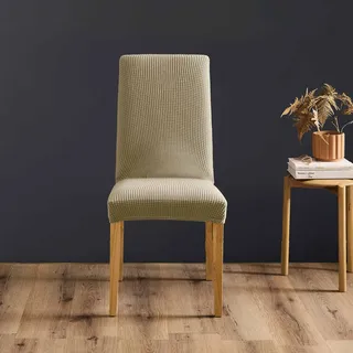 Douceur d'Intérieur, Stuhlhusse, dehnbar, 40 x 40 x 65 cm, Sacha, Leinen, geprägtes Polyester