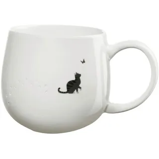 ASA Kaffeebecher Mouga, Weiß Hochglanz, Keramik, Katze, 400 ml, 9.5 cm, Kaffee & Tee, Tassen, Kaffeebecher