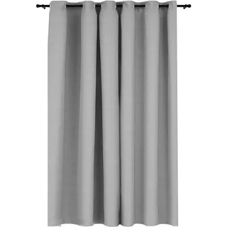 vidaXL Verdunkelungsvorhang mit Ösen Verdunkelungsvorhang Kräuselband Thermo Gardine Blickdicht Thermovorhang Leinenoptik Grau 290x245cm