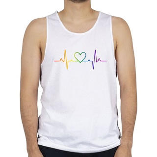 Shirtracer Tanktop Herzschlag Regenbogen Pride LGBT Kleidung weiß S