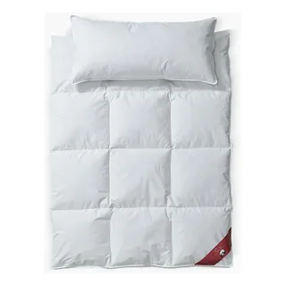 RIBECO Johanna , Kopfkissen 40x80 cm im 2er Set –Daunendecke , 155x220 cm , weiß, leicht