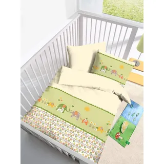 DOBNIG Babybettwäsche Baby Fein Biber Bettwäsche Tiere Safari 100x135 + 40x60 cm Flanell, 2 teilig, Langlebig bunt