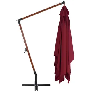 vidaXL Ampelschirm mit Holzmast 400 x 300 cm Bordeauxrot